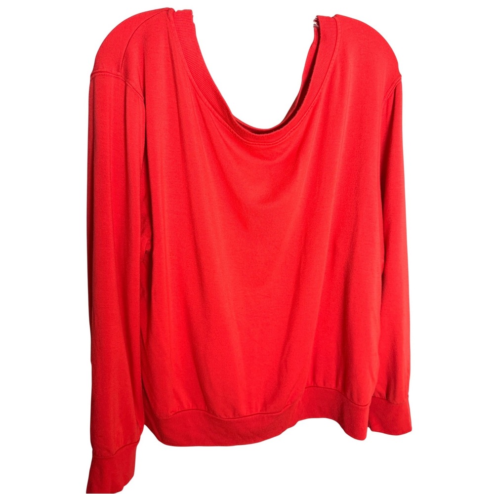 78&Sunny Sweatshirt Women Large Red Off Shoulder Modal Blend Pullover Cozy